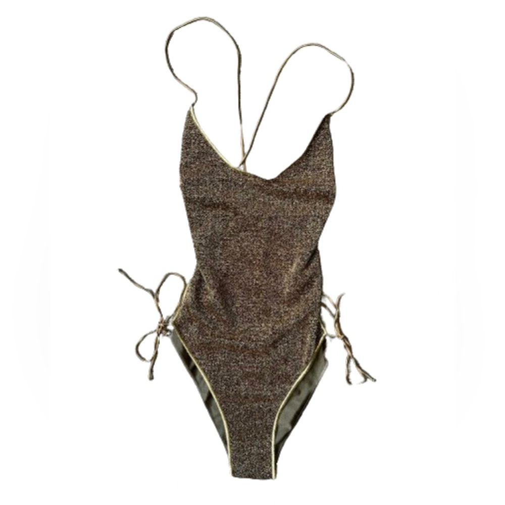Oséree Gold Open Back One Piece Bodysuit